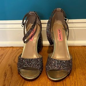 Betsey Johnson Glitter Block Heels